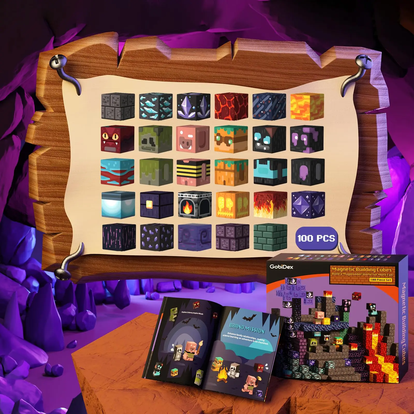 Ensemble de blocs de construction magnétiques de 100 pièces, jouet de construction magnétique, blocs d'assemblage 3D, jouet sensoriel Montessori, éducation STEM