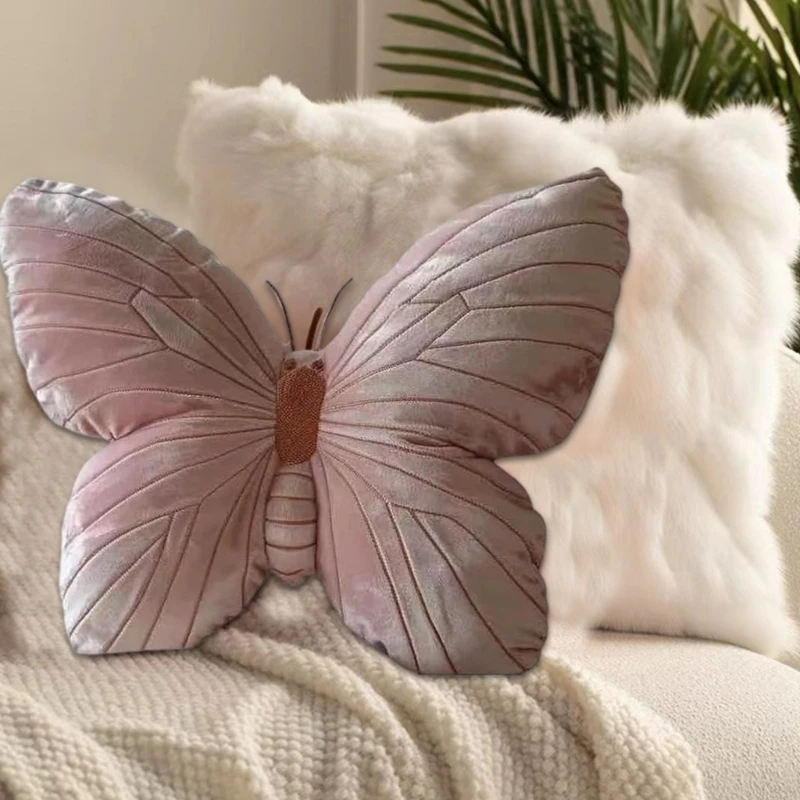 Travesseiro pelúcia forma borboleta, almofada assento pelúcia para decorações casa, adorável para