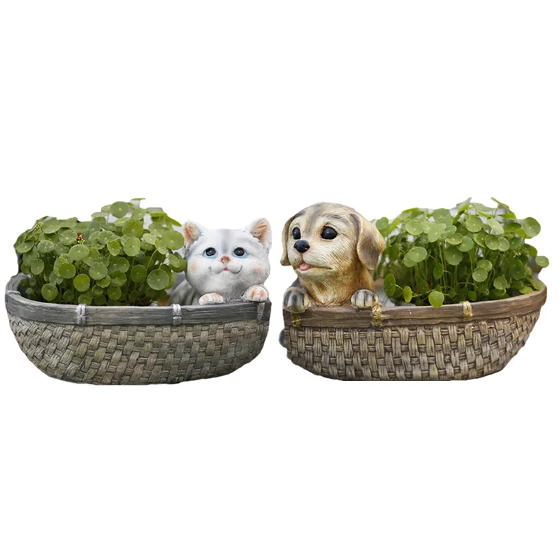 الحيوانات الأليفة القط والكلب محاكاة الحيوان الإبداعية اناء للزهور حديقة عصارية شرفة ترتيب الحلي الزخرفية حديقة النسيج ص