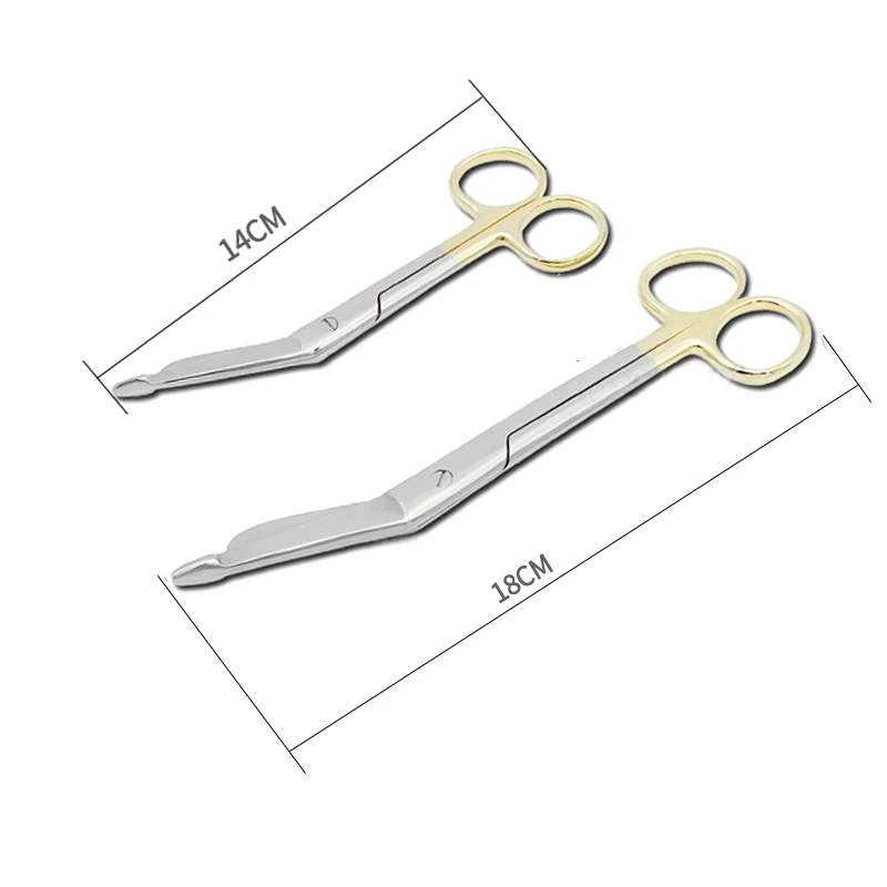 1pc Dental Stainless Steel Gauze Bandage Dressing Scissors Household Surgical Medical Scissors 14cm/18cm Curved Nurse Scissors