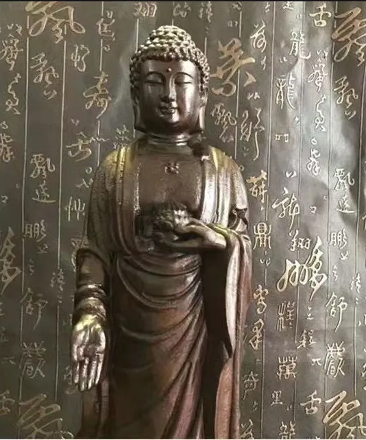 1PC Wooden Carved Guanyin Statue Temple Handicraft Decoration Buddha Statue