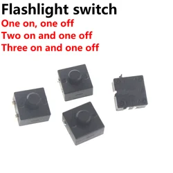 50PCS DC 30V 1A 3Pin Black Mini Push Button Switch for Electric Torch 3P Curved 2 On 1 Off Flashlight Switchs
