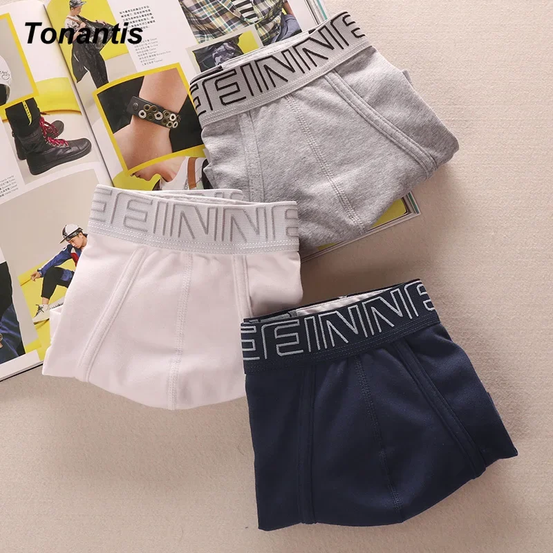 3Pcs/Pack Men Boxer Shorts Adults Cotton Men\'s Panties Solid Color Mid-Rise Mens Underwear Loose Comfortabl Man Underpants