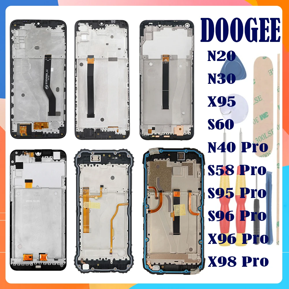 For Doogee N20 N30 X95 S60 N40 Pro S58 Pro S95 Pro S96 Pro X96 Pro X98 Pro+ LCD Display + Touch Screen+With Frame