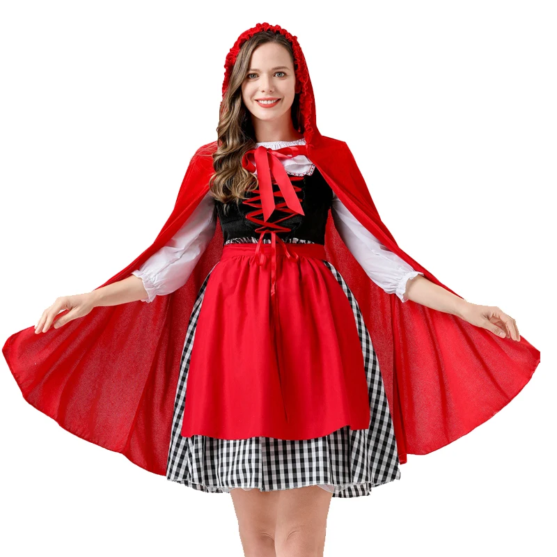 

HOT Little Red Riding Hood For Woman Costume Cute Cloak Princess Sprctacular Cosplay Carnival Halloween Fancy Party Dress