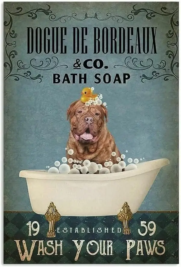 Vintage Dogue De Bordeaux Decor Gift Poster Metal Sign Dogue De Bordeaux Co Bath Soap Retro Plaque Vintage Tin Sign for Home Kit