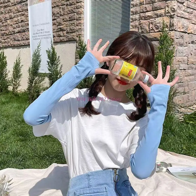 49me zomer UV voor bescherming half vinger handschoen dames arm koeler vaste kleur MIT