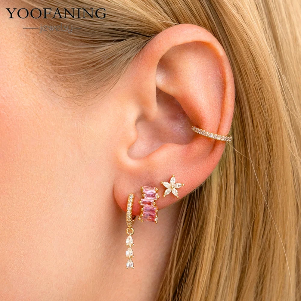 Flower Design 925 Sterling Silver Ear Needle High-quality Small Earrings Colorful Zircon Women's Exquisite Earring Jewelry Gifts