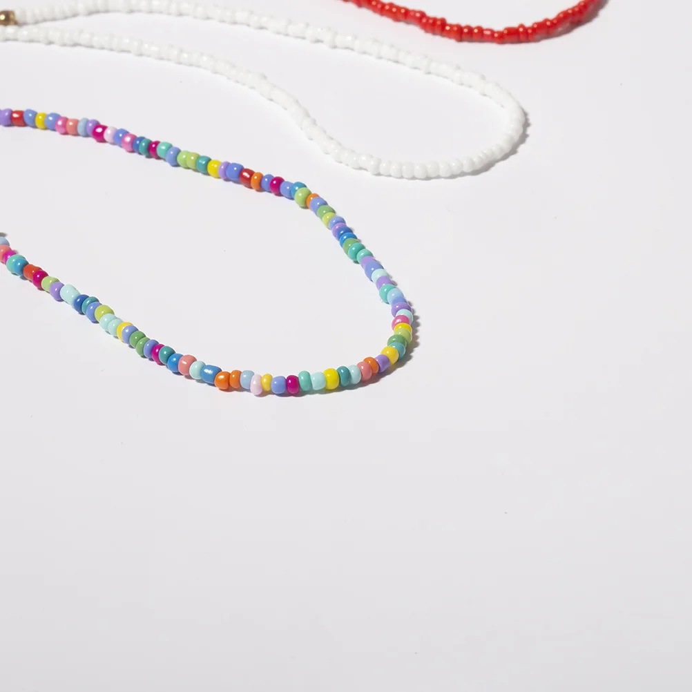 

1Pcs Color Rice Bead Necklace White Simple Chic Layered Design Fashion Jewelry Women Party Birthday Wedding Daily Wear