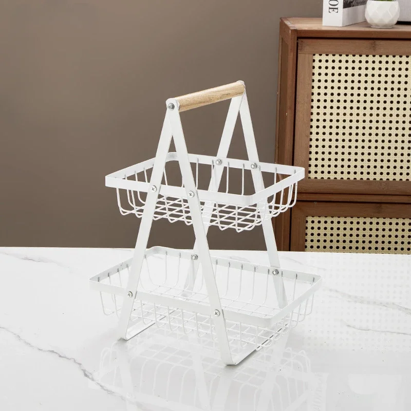 Imagem -02 - Double Layer Hollow Mesh Fruit Basket Home Supplies 3-tier Rack de Armazenamento Coisas Úteis para Armazenamento e Organização da Cozinha