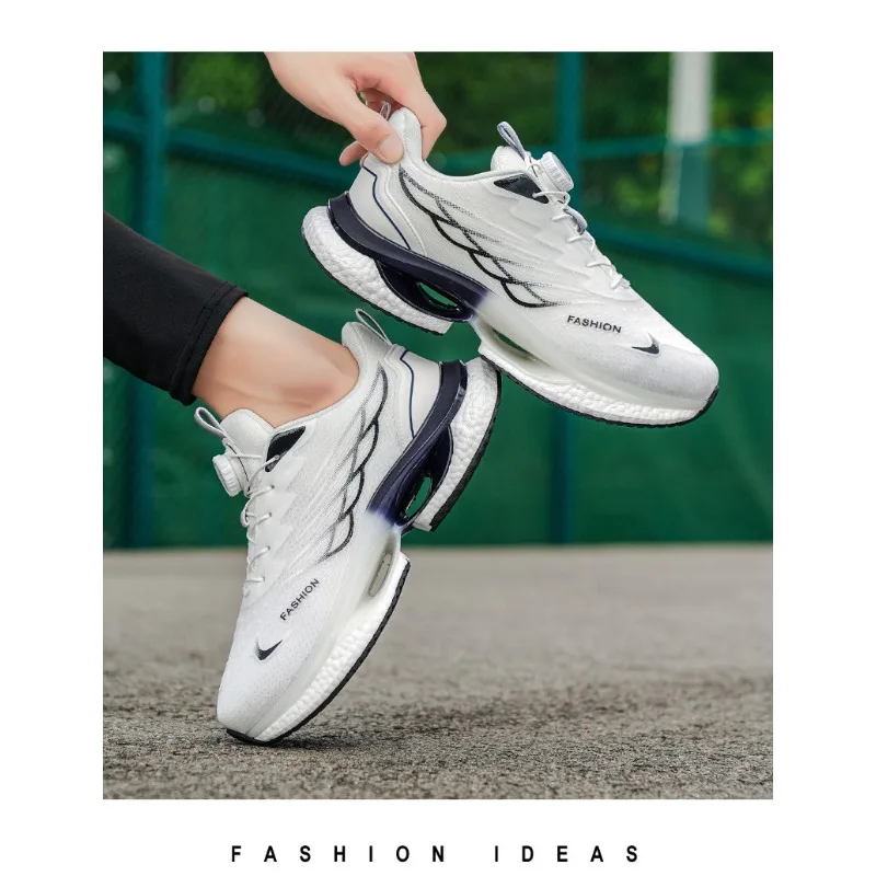 2026 New Youth Rotary Buckle Athletic Shoes Breathable Mesh Shock Absorption Teenager Casual Running Sneakers