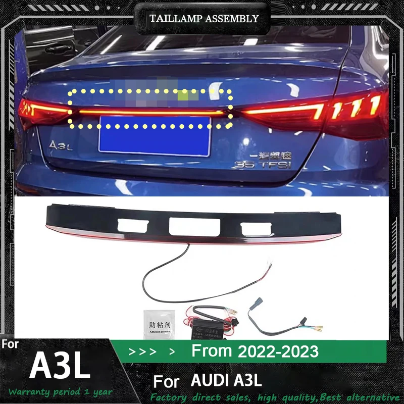 

For Audi A3 A3L 2021 2022 2023 Dynamic Through Flow Tail Light LED Streamer Tail Lamp Brake Light Warning Lamp Turn Signal Light