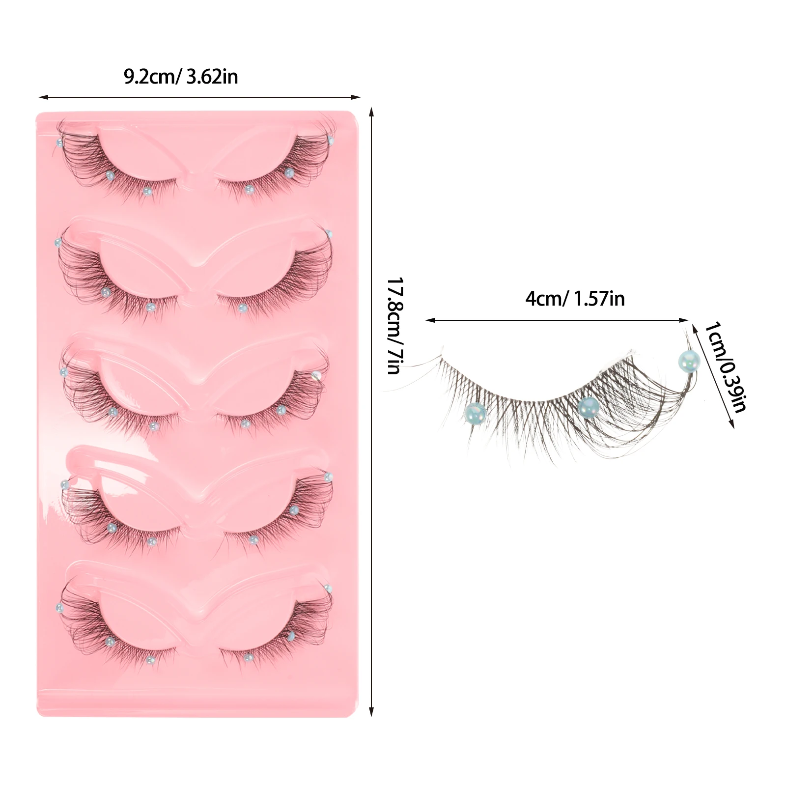 5Pairs False Eyelashes Plastic Rhinestone Decor Cosplay Makeup Stage Party Glitter Lashes Women Lashes Cluster Eyelash