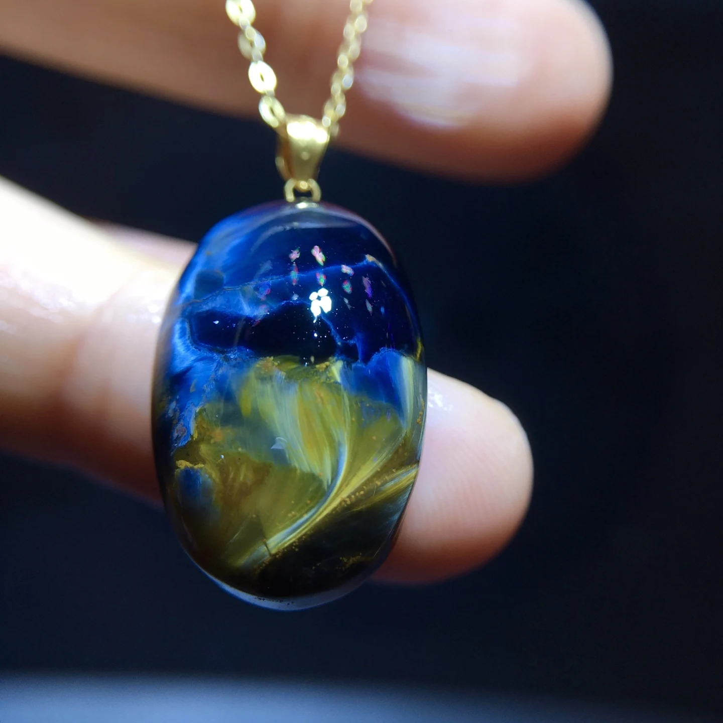 

Natural Blue Pietersite Pendant 21.2/14mm Women Men Fire Pietersite Namibia Necklace Jewelry AAAAAA