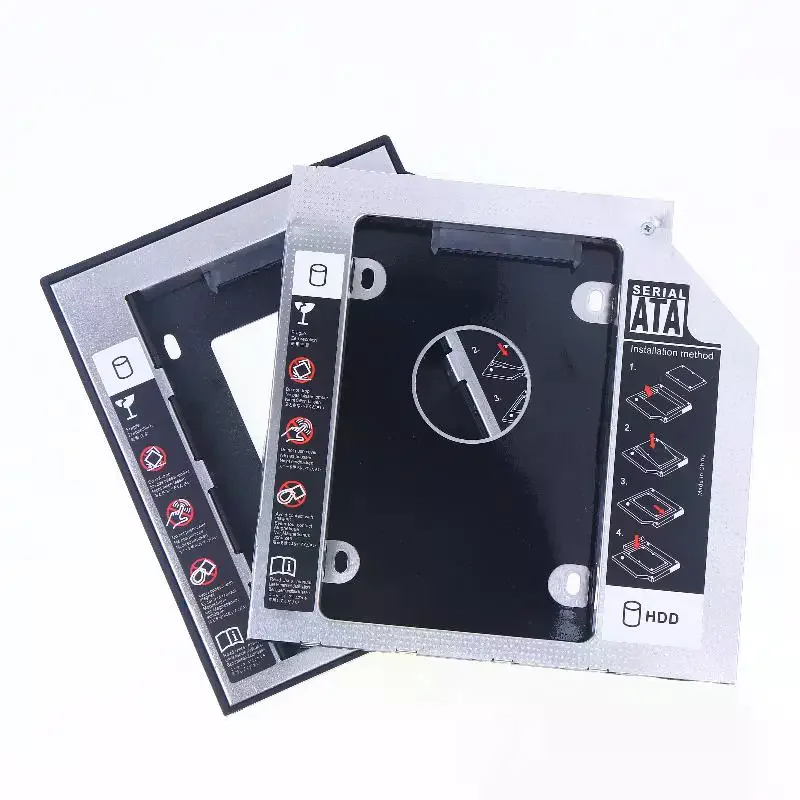 1 Set 2.5 "Ssd CD DVD A HDD Custodia CD-ROM ODD Plastica Alluminio Universale 9.5/12.7Mm Sata 3.0 2Nd HDD Caddy-image