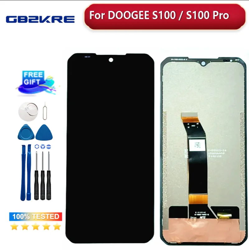 Oryginalny wyświetlacz LCD DOOGEE S100 / S100 Pro S110 + zamiennik zespołu ekranu dotykowego do części naprawczych DOOGEE S 100 LCD + klej