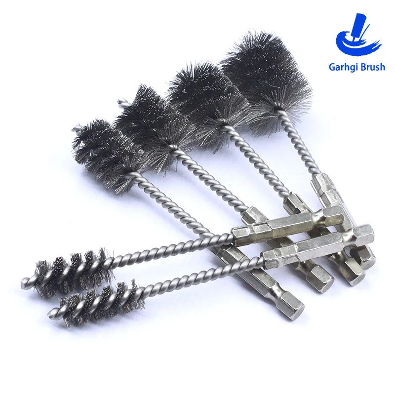 6 Brosses De Nettoyage En Acier Inox Pour Perceuse - Tige Hex 1/4, Diam 8 à 19 Mm