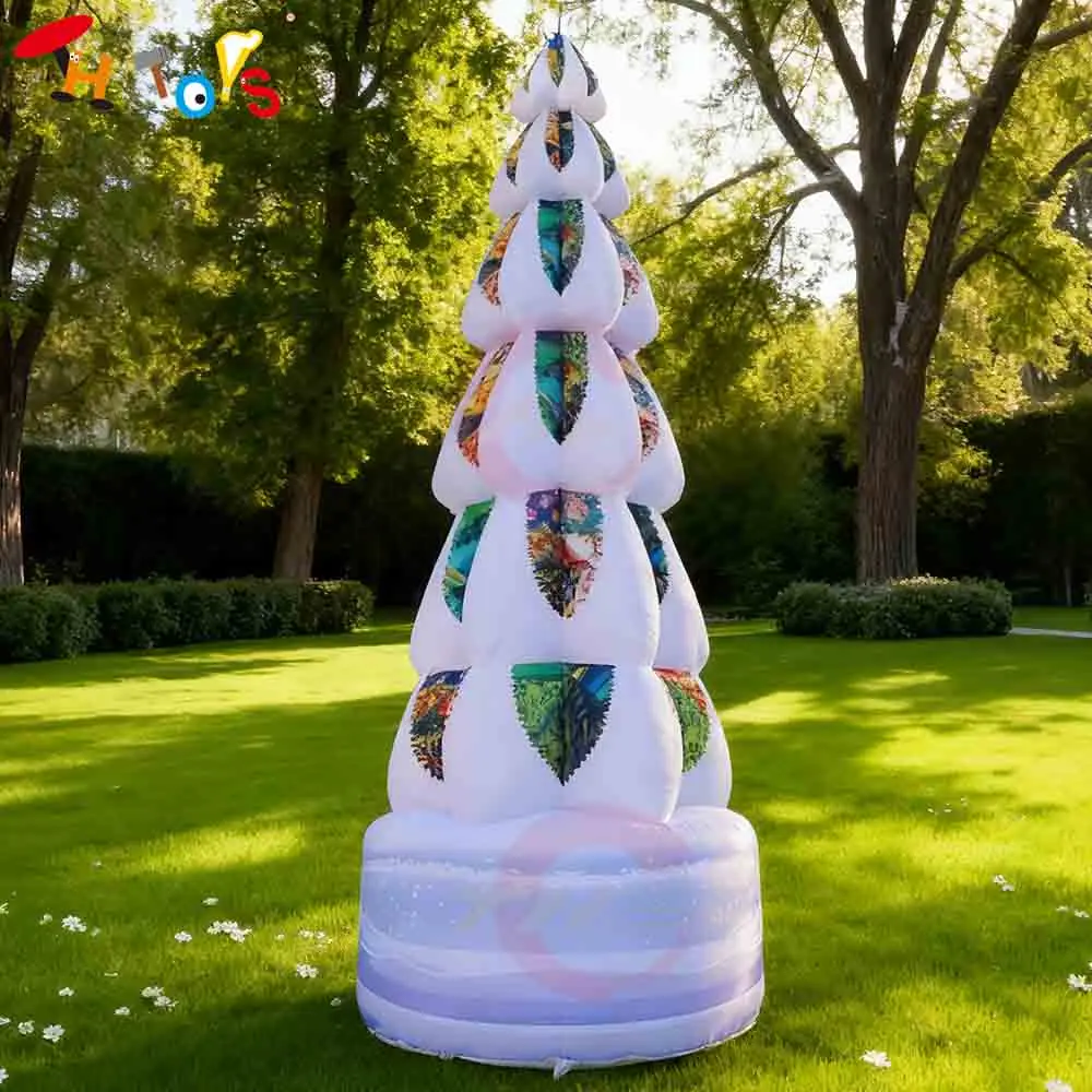 Fast Shipping New Making Inflatable Christmas Tree Yard Decoration Model Air Blow Up Santa Tree Big Ground Balloon