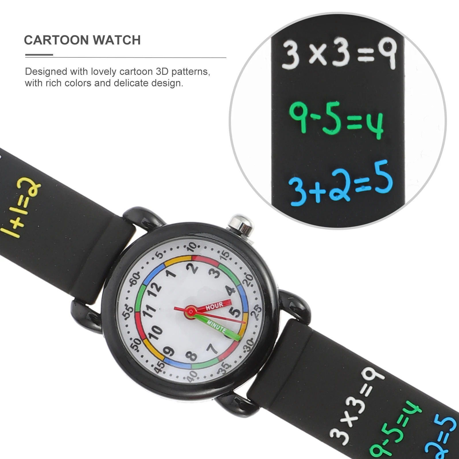 Cartoon Watch for Kids Children 3D Mineral Glass Quartz Lightweight Waterproof Girl Boy Student School Birthday Gift Time