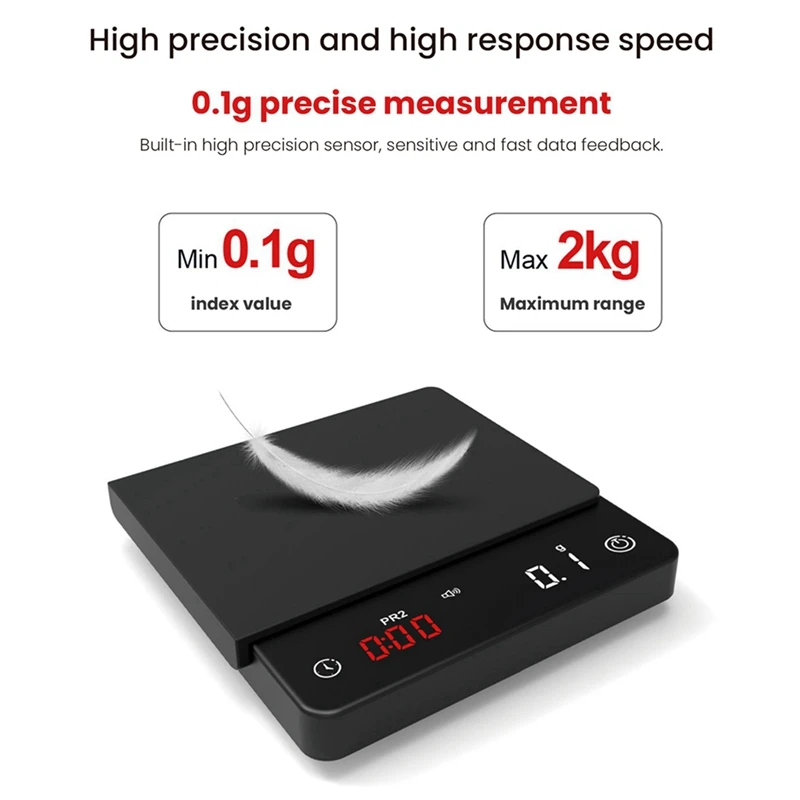 2X Mini Smart Kitchen Scale Weighing Precision Digital Coffee Scale Espresso With Timer