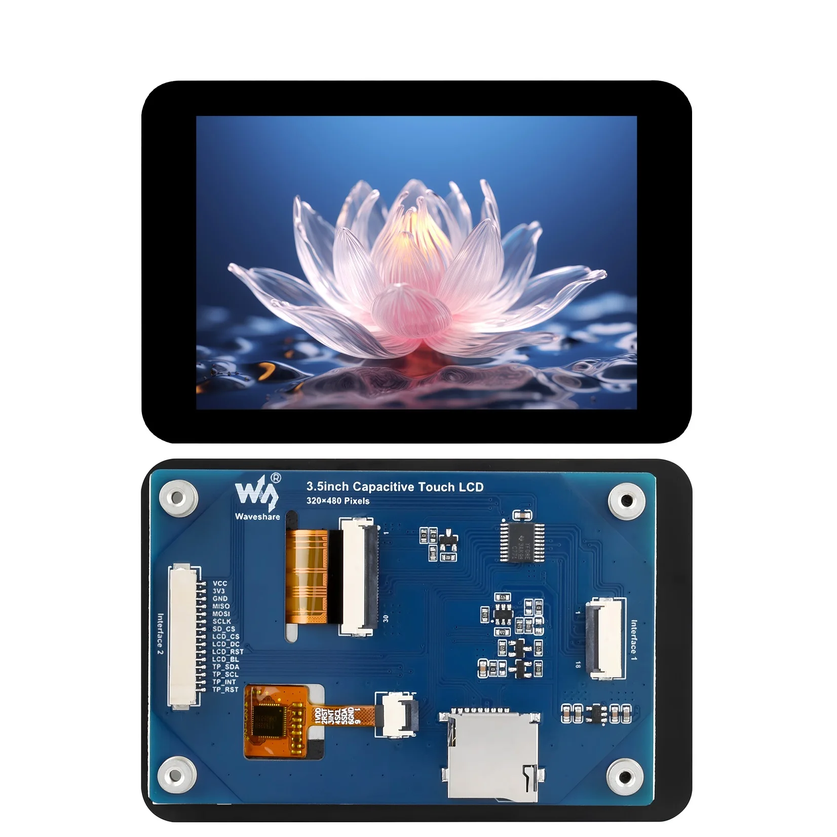 3.5-inch Capacitive Touch Display SPI/I2C Communication Interface ST7796S Driver FT6336U Capacitive Touch Panel