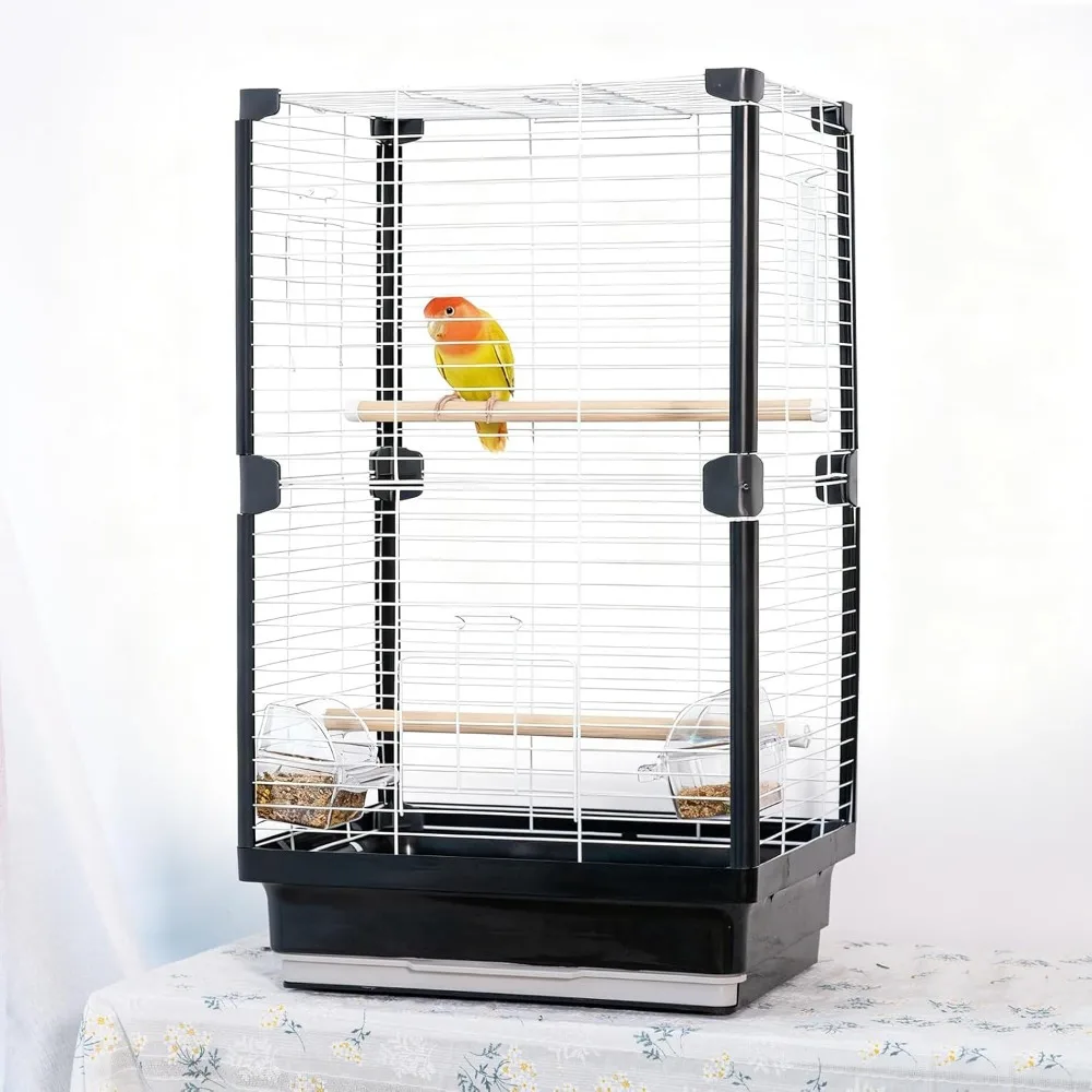 

25 inch Bird Cage, Portable Travel Parrot Cage, Double-Layer Parakeet Cage, for Temporary Pet Accommodation, Trip to Vet, Short
