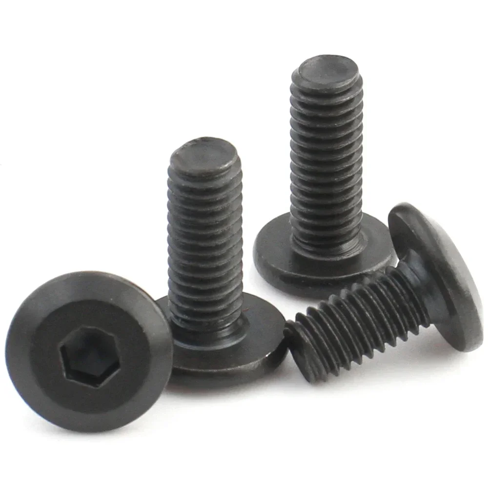 10/5/2pcs Black Carbon Steel M3 M4 M5 M6 M8 Large Flat Hex Hexagon Socket Allen Screw CM Furniture Screw Connector Joint Bolt