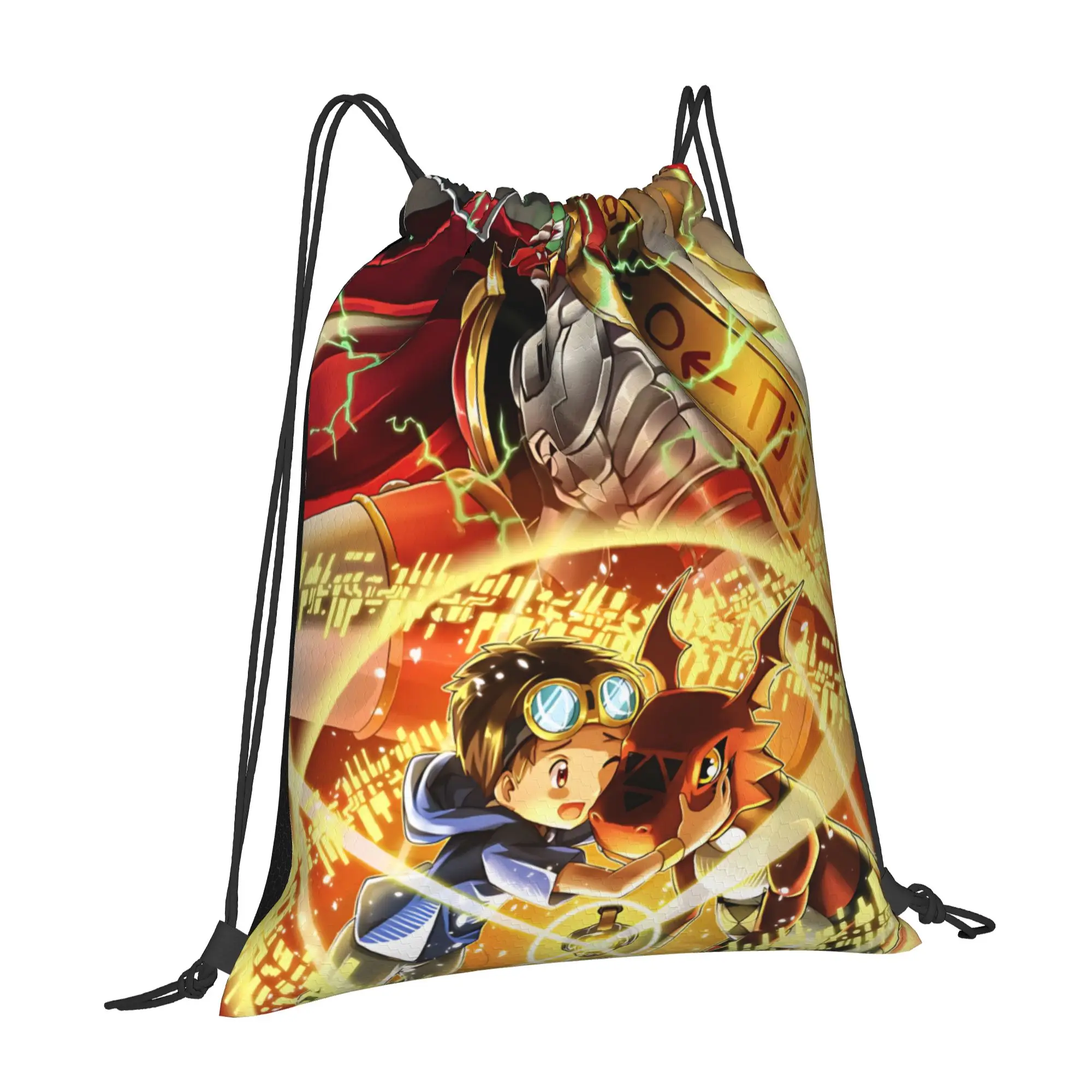 gym Pouch Digital Monster  Drawstring Bags Men Women Storage Backpack Teenager Travel Bag Multi-function Pocket