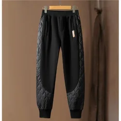 Autumn and Winter Women's Solid Color High Waist Elastic Spliced Thick Belted Harlan Commuter Loose Pockets Casual Cotton Pants