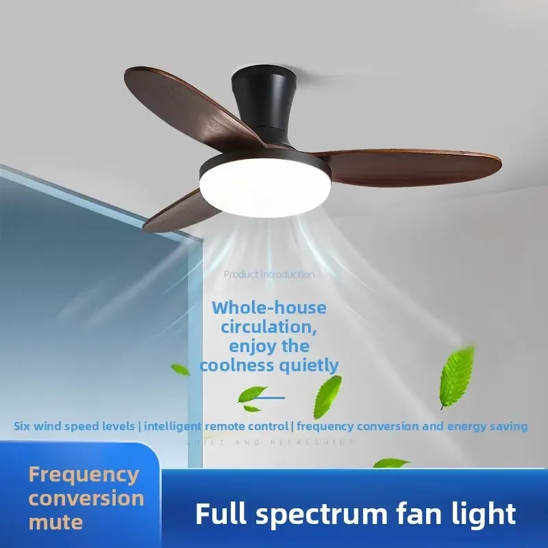 Retro Ceiling Fan Lamp with Frequency Conversion Mini Size 3 Leaf Acrylic Construction for Bedroom Restaurant Cafe & Porch