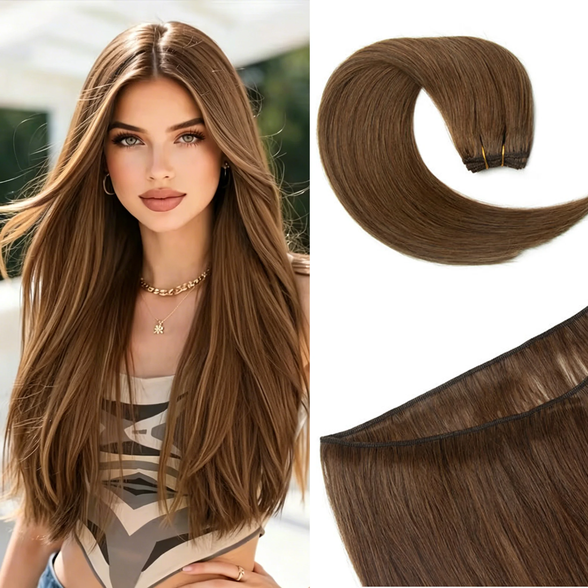 Sew-In Double Weft Human Hair Bundles Straight Hair Extensions Colored Bundle Deals for Women Natural Look Versatile Styling