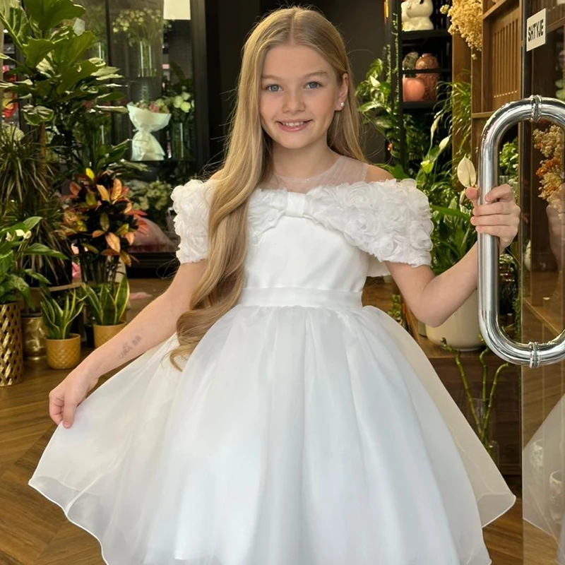Eightree Fairy Girl Elegant A-Line Flower Girl Dress Handmade Flower Princess Gown for Kids Wedding Birthday Communion Party