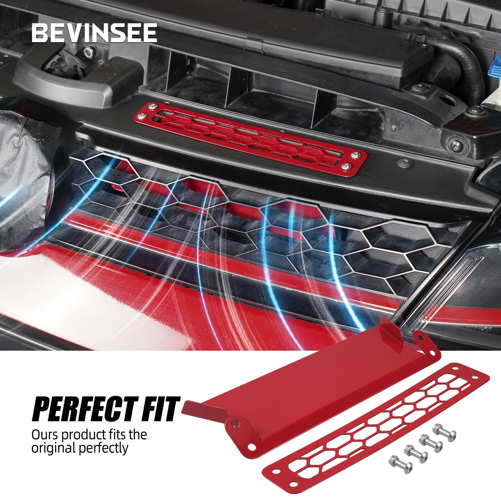 BEVINSEE Steel Dynamic Air Intake Scoop Kit V2 for VW for Golf 7 for Golf MK7/MK7.5 for Golf 1.4/GTI/R for Audi S3 8V