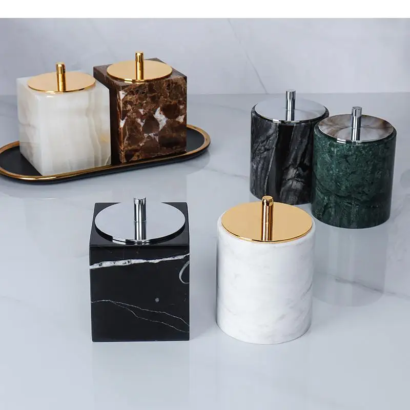 

Простой Мраморный ватный тампон коробка с крышкой зубочистка ватный тампон банки коробки современный домашний стол квадратный круглый Держатели Для Зубочисток диспенсер