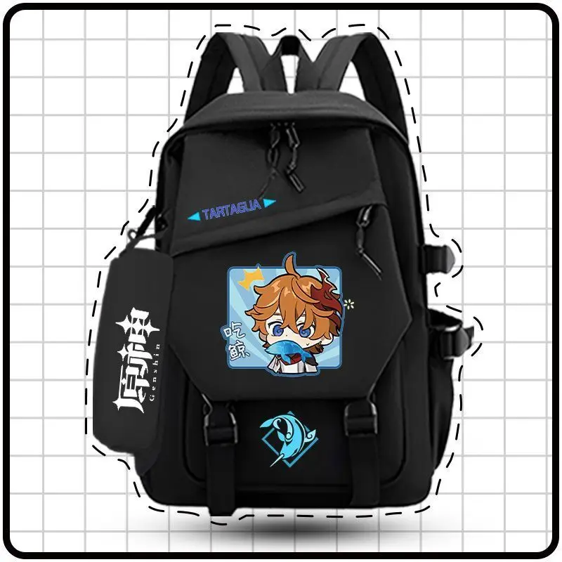 Genshin Impact Merchandise Cartoon Anime Backpack Primary And Middle Students, Large Capacity Lightweight School Bag For Grades