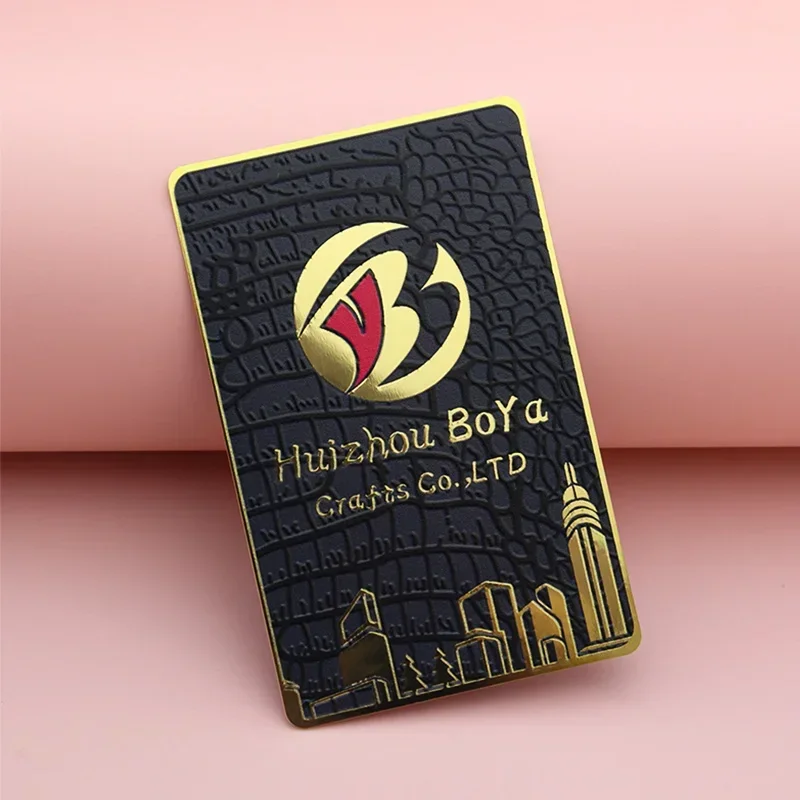 Tarjeta de membresía VIP Premium dorada con espejo en blanco de Metal, tamaño rosa de acero inoxidable, tarjetas de visita de Metal personalizadas Vip, logotipo personalizado