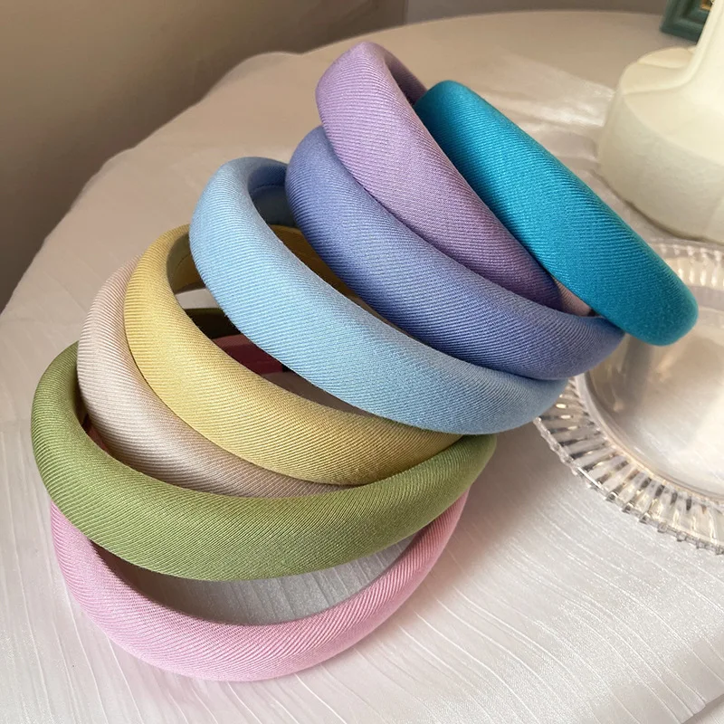 Spring Hairbands Solid Colors Sponge Headbands for Women Makeup Shower Hair Accessories Girls Summer Fashion Daily Head-wear