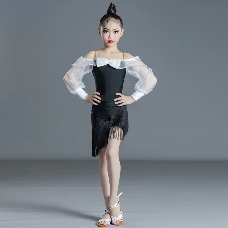 

Платье для бальных танцев для девочек, вальс, танго, детский костюм для сальсы, латинского танца, современное платье для выступлений в румбе, Vestidos