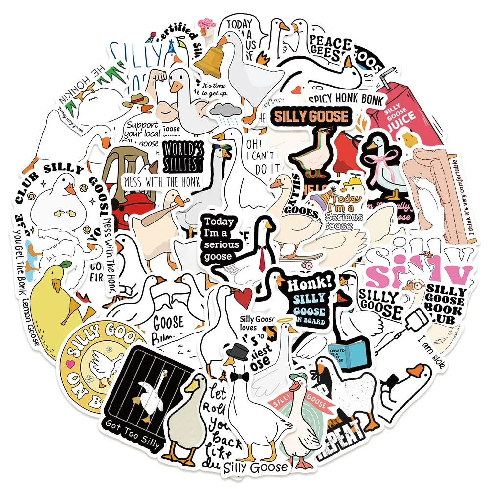 

50Pcs Funny Cute Goose Stickers Silly Goose DIY Stickers Scrapbooking Phone Luggage Skateboard Waterproof Graffiti Decals