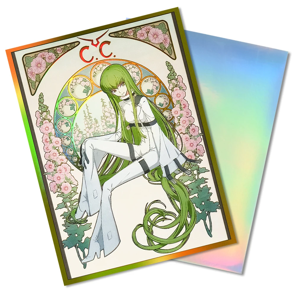 60PCS 67x92mm Holographic Art Anime Card Sleeves Board Game Trading Card Protector for PTCG/MTG/PKM Game Cards (C.C)
