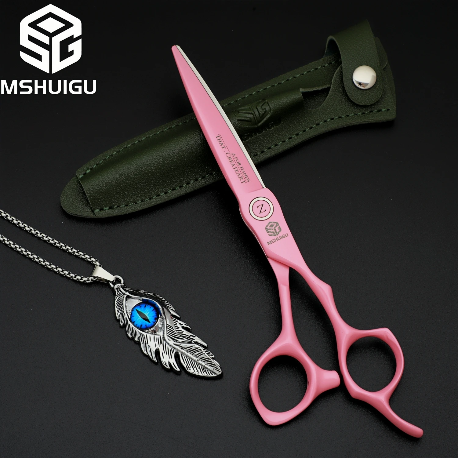 MSHUIGU Professional barber scissors vg10  6.2 inch pink hair scissors Multifunctional thinning shears household hair clippers