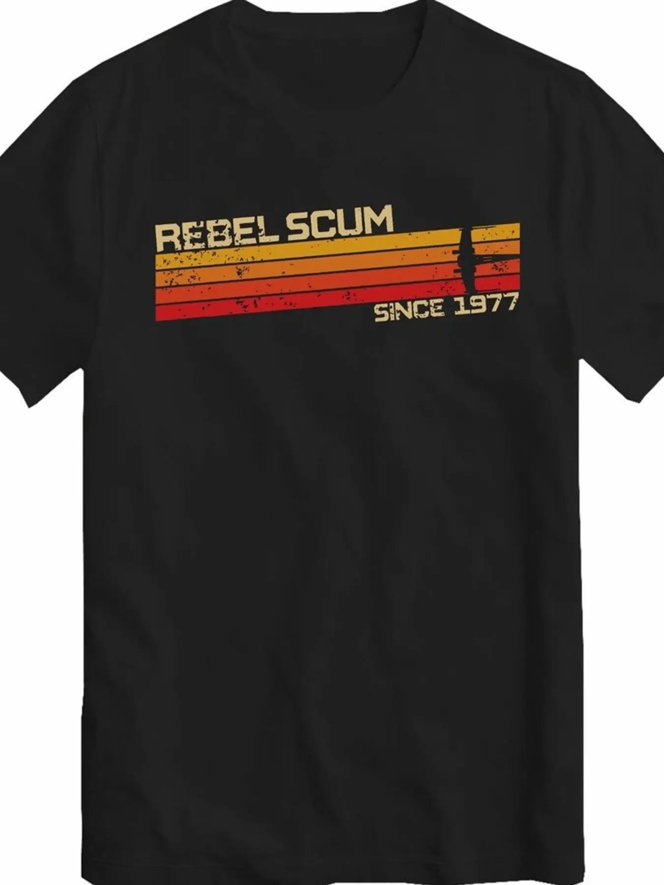 Men's Retro 1977 T-Shirt - Retro Sci-Fi Graphic T-Shirt with Bold Rebel Text, Classic Round-Neck Short-Sleeve Shirt, Suitable for Casual Wear, Unique Piece, Machine Washable