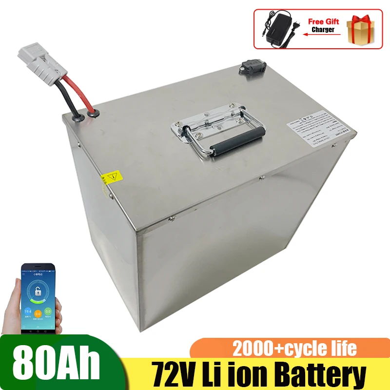 

72V 80Ah Lithium Ion Battery Li-ion BMS for 6000W 7000W Bakfiet Bike Tricycle Forklift Motocycle EV