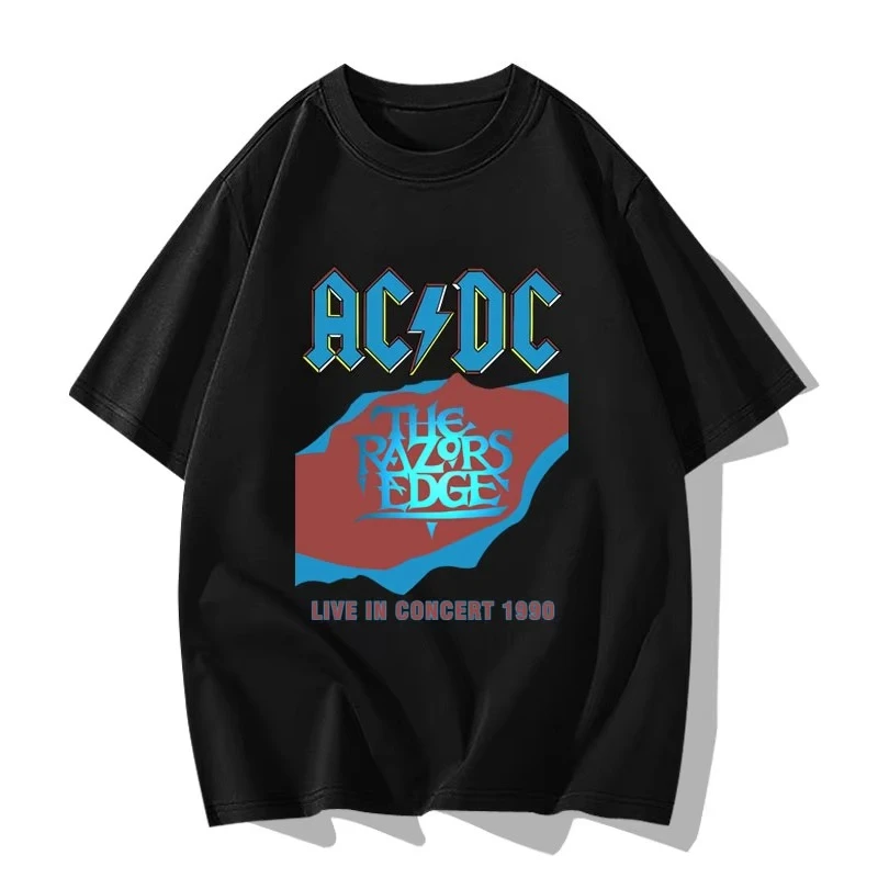 

2025 Summer New Rock Band ACDC Fans Printed Graphic T-shirts Men's and Women's Short Sleeve T-shirt High Quality Street Clothes
