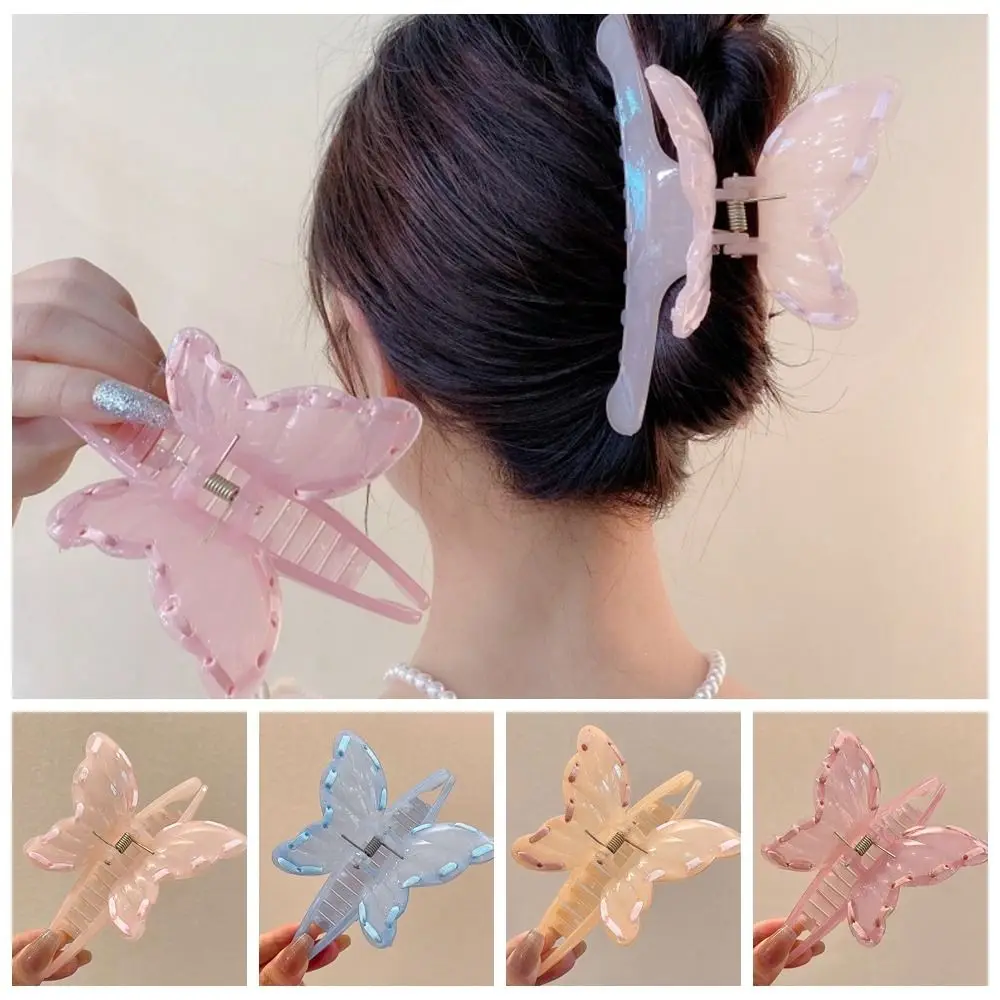 Gift Resin Butterfly Shark Clip Ribbon Transparent Wing Hair Claw Waterproof Headwear Transparent Shark Clip Daily