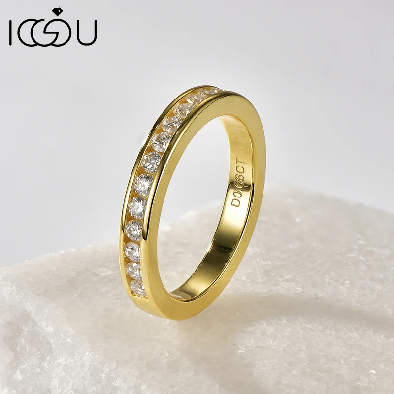 IOGOU 2mm D Color Moissanite Ring Channel Set 925 Sterling Sliver Women Eternity Band Wedding Ring for Engagement Ring Jewery