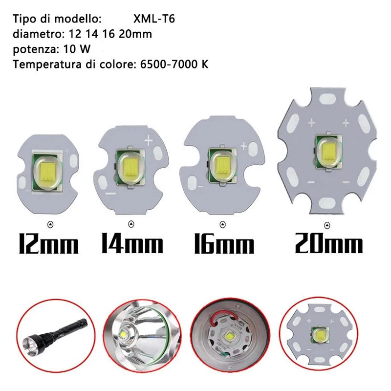 10W 5050 LED 10W White High Power LED Emitter with 12mm 14mm 16mm 20mm PCB for DIY 1 PCS