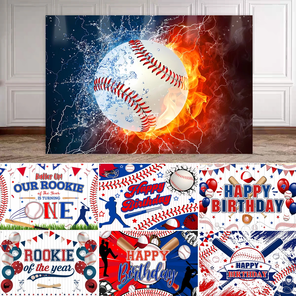

Baseball Birthday Backdrop Party Decorations Banner Photography Background Kids Teens Sports Holiday Photo Booth Props