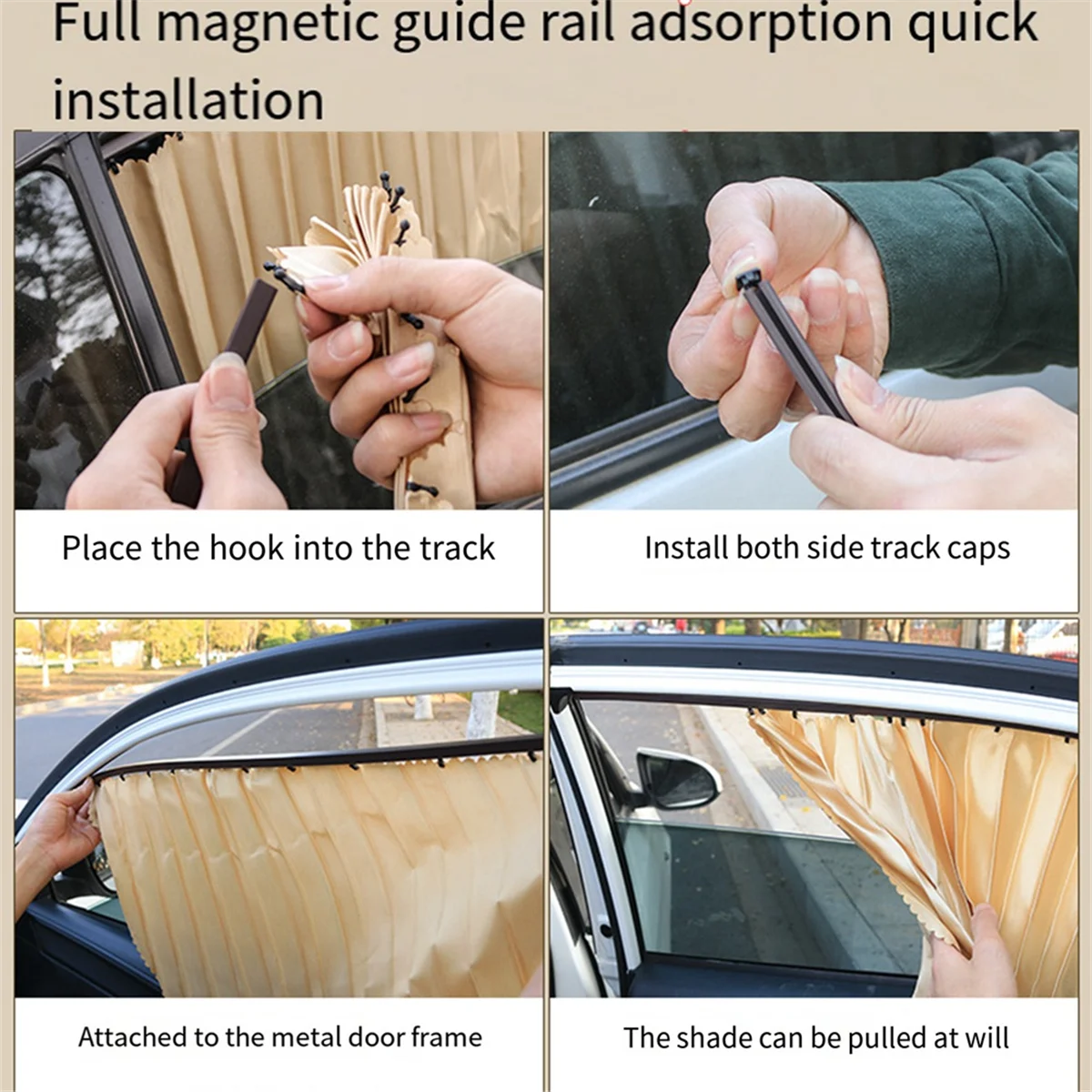 1 Pair Gold Front Car Sunshade Automatic Retractable Car Curtains Car Window Sun Protection for Car Insulation