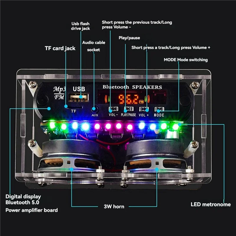 ABSY 2X DIY Bluetooth комплект динамиков с FM-радио 87,5-108 МГц DIY проект пайки практика электронный комплект припой в сборе